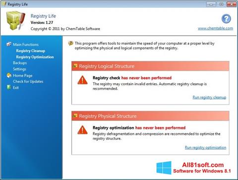 Képernyőkép Registry Life Windows 8.1
