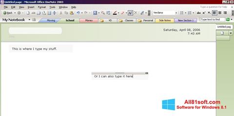 Képernyőkép Microsoft OneNote Windows 8.1