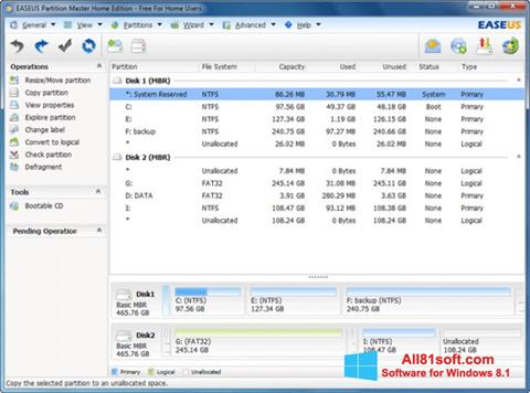 Képernyőkép EASEUS Partition Master Windows 8.1