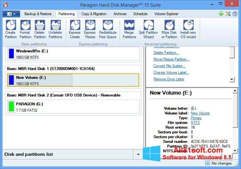 Képernyőkép Paragon Hard Disk Manager Windows 8.1