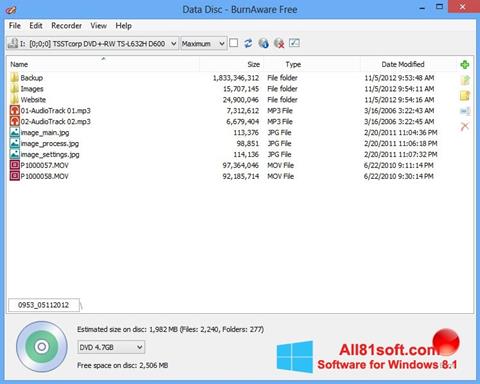Képernyőkép BurnAware Free Windows 8.1