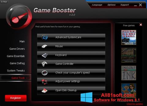 Képernyőkép Game Booster Windows 8.1