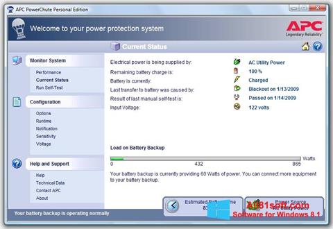 Képernyőkép PowerChute Personal Edition Windows 8.1