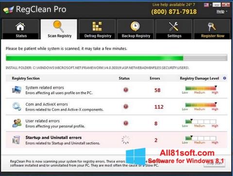 Képernyőkép RegClean Pro Windows 8.1
