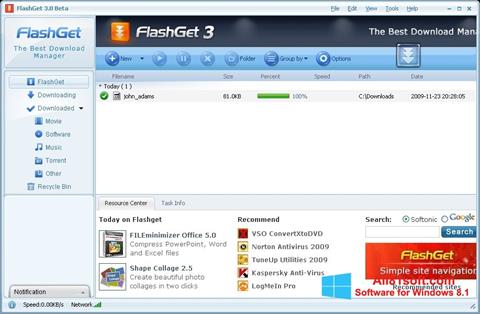 Képernyőkép FlashGet Windows 8.1