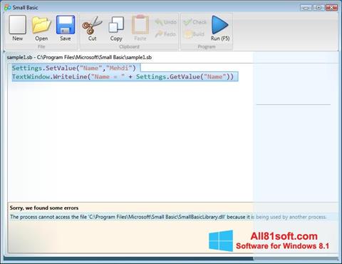 Képernyőkép Small Basic Windows 8.1