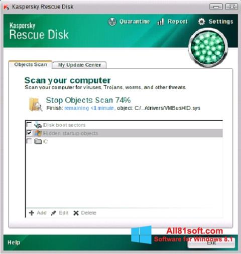 Képernyőkép Kaspersky Rescue Disk Windows 8.1
