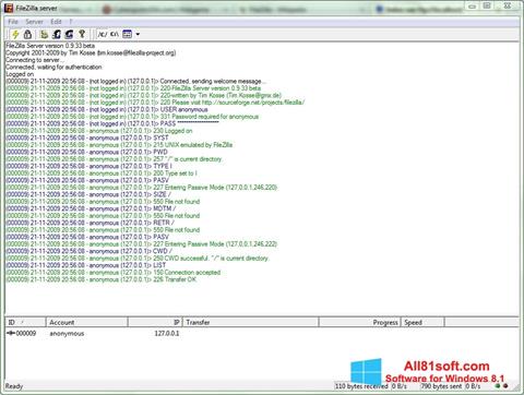 Képernyőkép FileZilla Server Windows 8.1