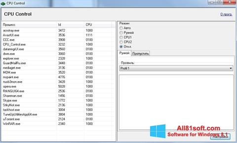 Képernyőkép CPU-Control Windows 8.1