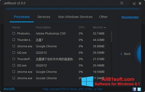 Képernyőkép JetBoost Windows 8.1