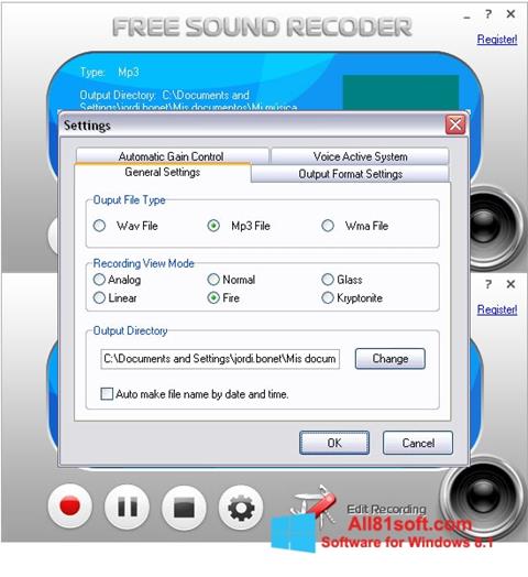 Képernyőkép Free Sound Recorder Windows 8.1
