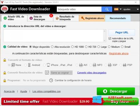 Képernyőkép Fast Video Downloader Windows 8.1