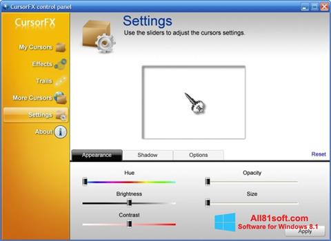 Képernyőkép CursorFX Windows 8.1