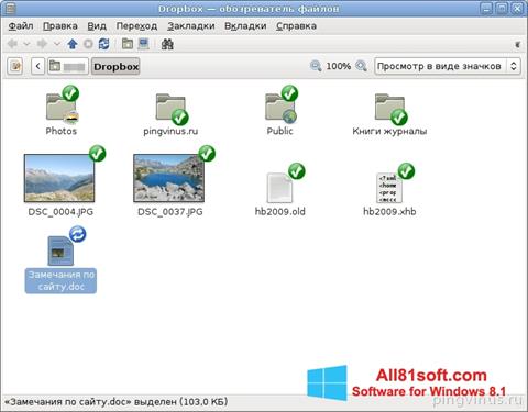 Képernyőkép Dropbox Windows 8.1