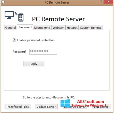 Képernyőkép PC Remote Server Windows 8.1