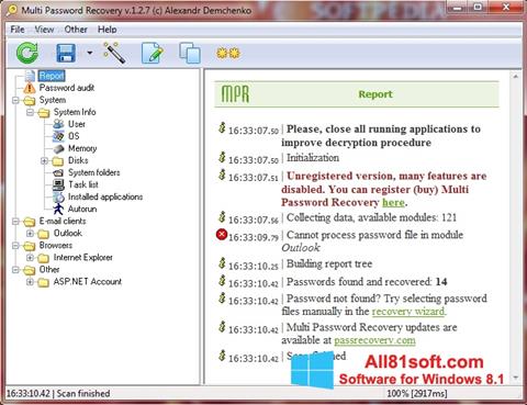 Képernyőkép Multi Password Recovery Windows 8.1