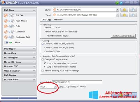 Képernyőkép DVDFab Windows 8.1