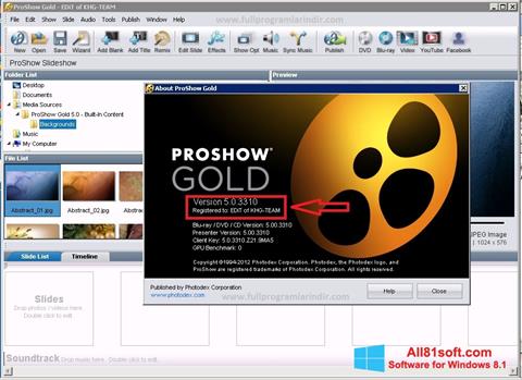 Képernyőkép ProShow Gold Windows 8.1