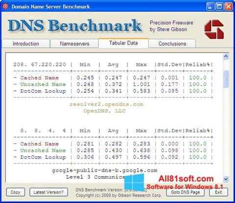 Képernyőkép DNS Benchmark Windows 8.1