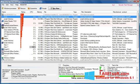 Képernyőkép Security Task Manager Windows 8.1