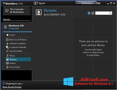 Képernyőkép BlackBerry Link Windows 8.1