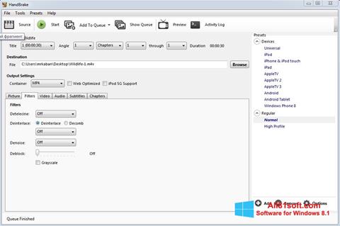 Képernyőkép HandBrake Windows 8.1