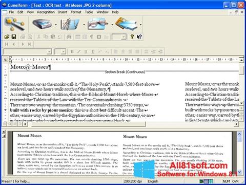 Képernyőkép CuneiForm Windows 8.1