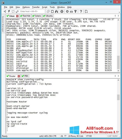 Képernyőkép SecureCRT Windows 8.1