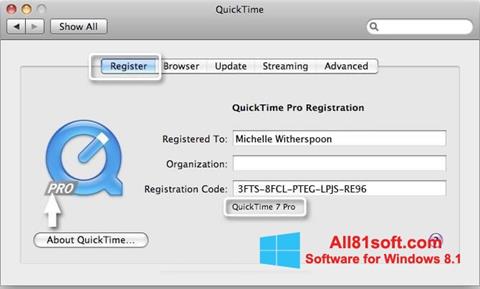Képernyőkép QuickTime Pro Windows 8.1