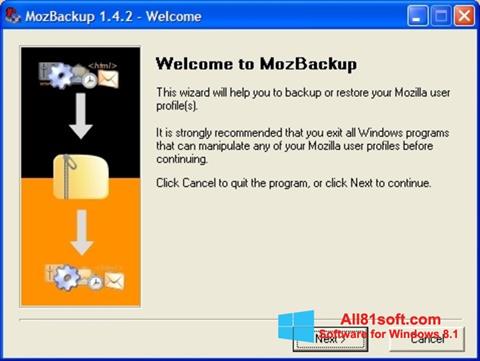 Képernyőkép MozBackup Windows 8.1