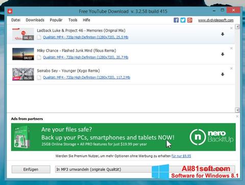 Képernyőkép Free YouTube Download Windows 8.1