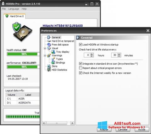 Képernyőkép HDDlife Windows 8.1