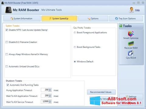 Képernyőkép Mz RAM Booster Windows 8.1