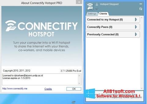 Képernyőkép Connectify Hotspot Windows 8.1