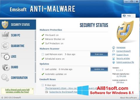 Képernyőkép Emsisoft Anti-Malware Windows 8.1