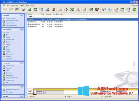 Képernyőkép Acronis Disk Director Suite Windows 8.1