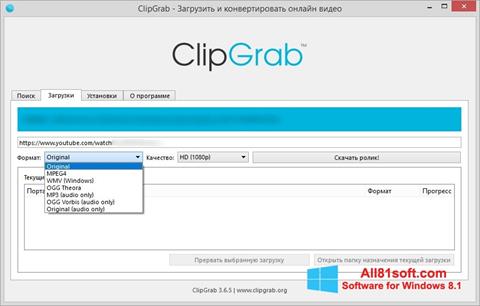 Képernyőkép ClipGrab Windows 8.1