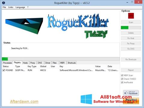 Képernyőkép RogueKiller Windows 8.1