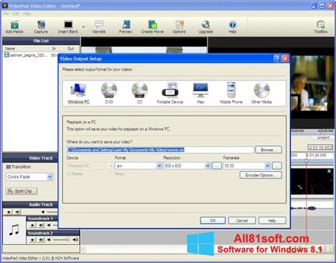 Képernyőkép VideoPad Video Editor Windows 8.1