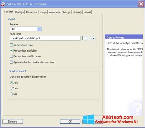Képernyőkép BullZip PDF Printer Windows 8.1