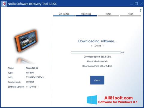 Képernyőkép Nokia Software Recovery Tool Windows 8.1