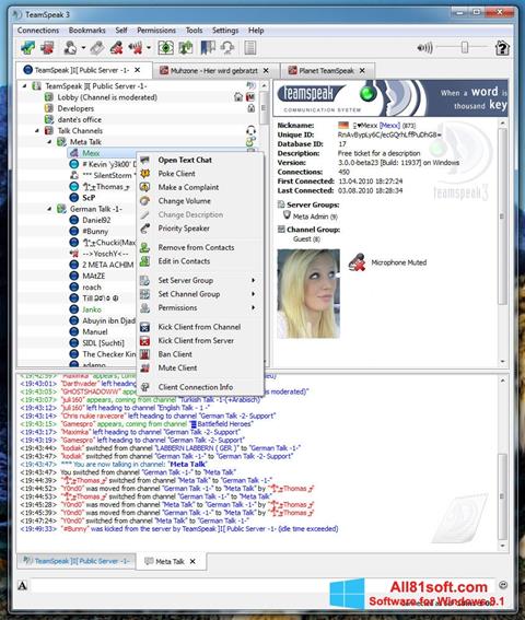 Képernyőkép TeamSpeak Windows 8.1