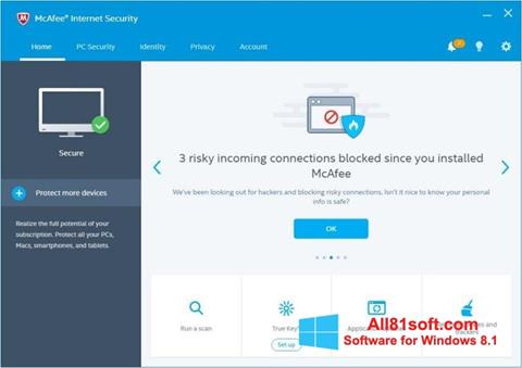 Képernyőkép McAfee Internet Security Windows 8.1