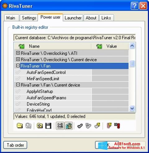 Képernyőkép RivaTuner Windows 8.1