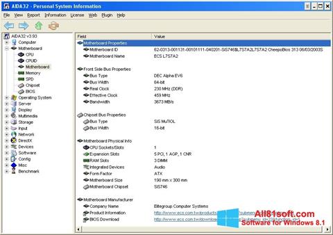 Képernyőkép AIDA32 Windows 8.1