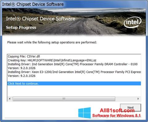 Képernyőkép Intel Chipset Device Software Windows 8.1