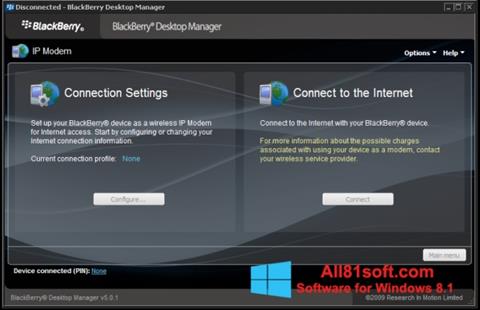 Képernyőkép BlackBerry Desktop Manager Windows 8.1