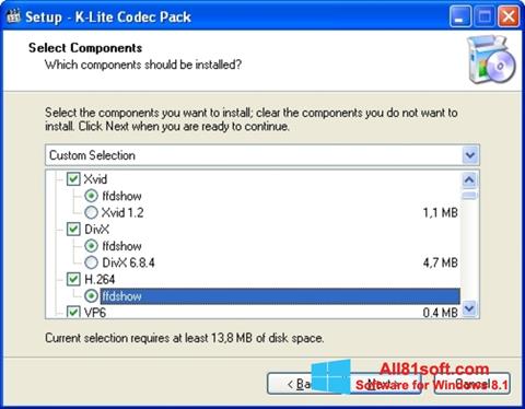 Képernyőkép K-Lite Codec Pack Windows 8.1