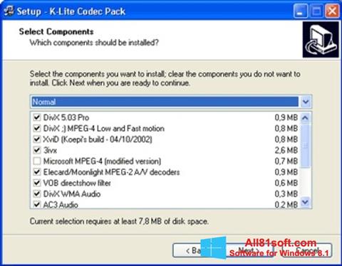 Képernyőkép K-Lite Mega Codec Pack Windows 8.1