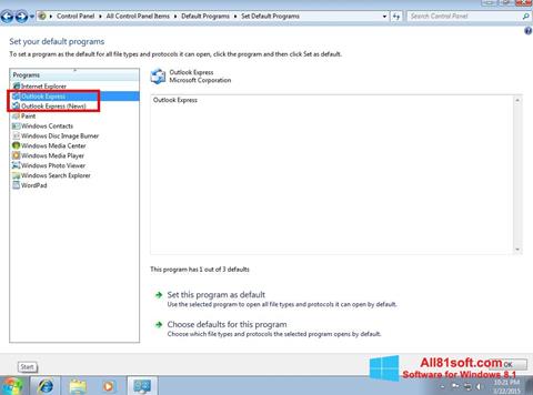 Képernyőkép Outlook Express Windows 8.1